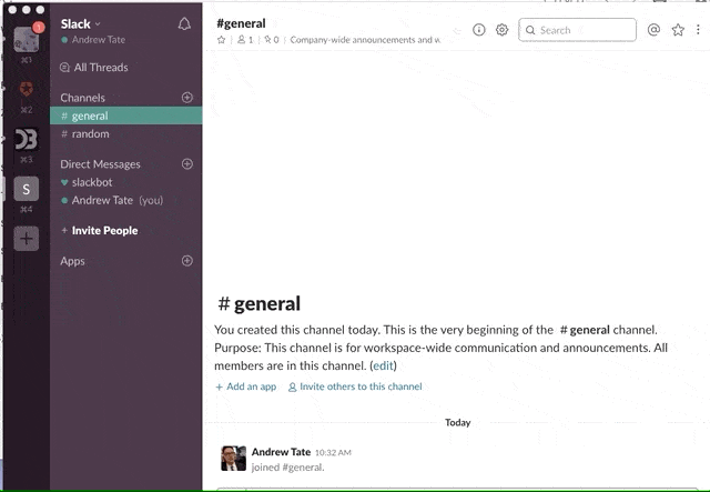 Explorability intuitive UI gif showing Slack's explorability. Slack makes it easy to discover essential features and explore additional ones for yourself.