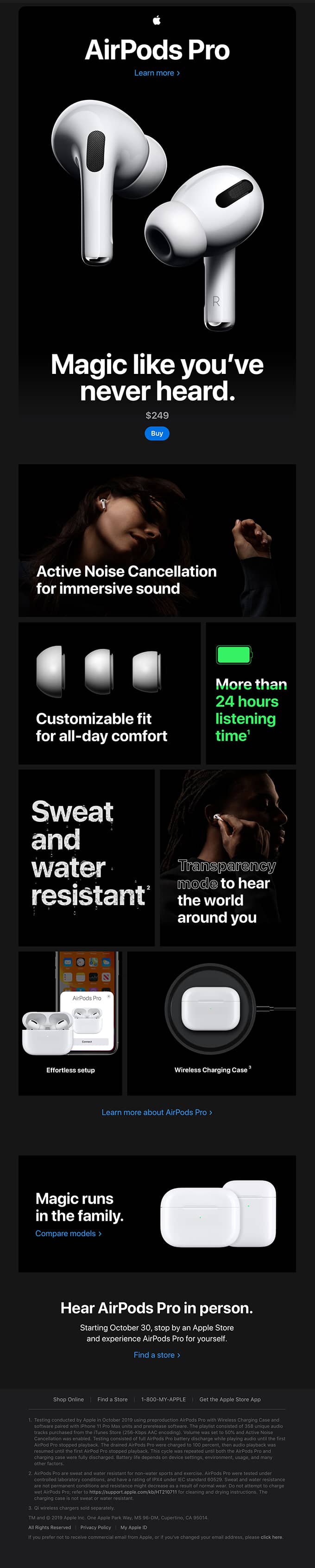 apple airpods pro product launch sleek black background email