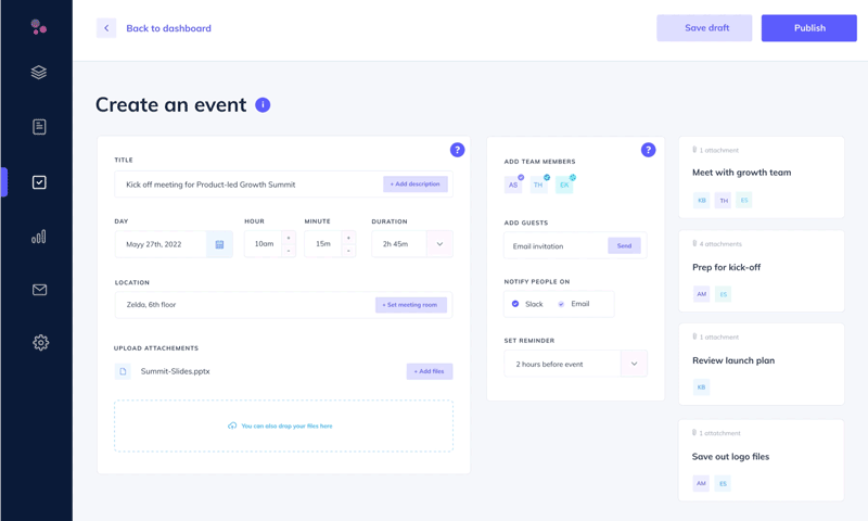 GIF of how to use Appcues pins to simplify creating an event