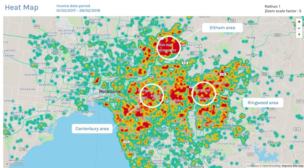 Using a heat map to choose business locations