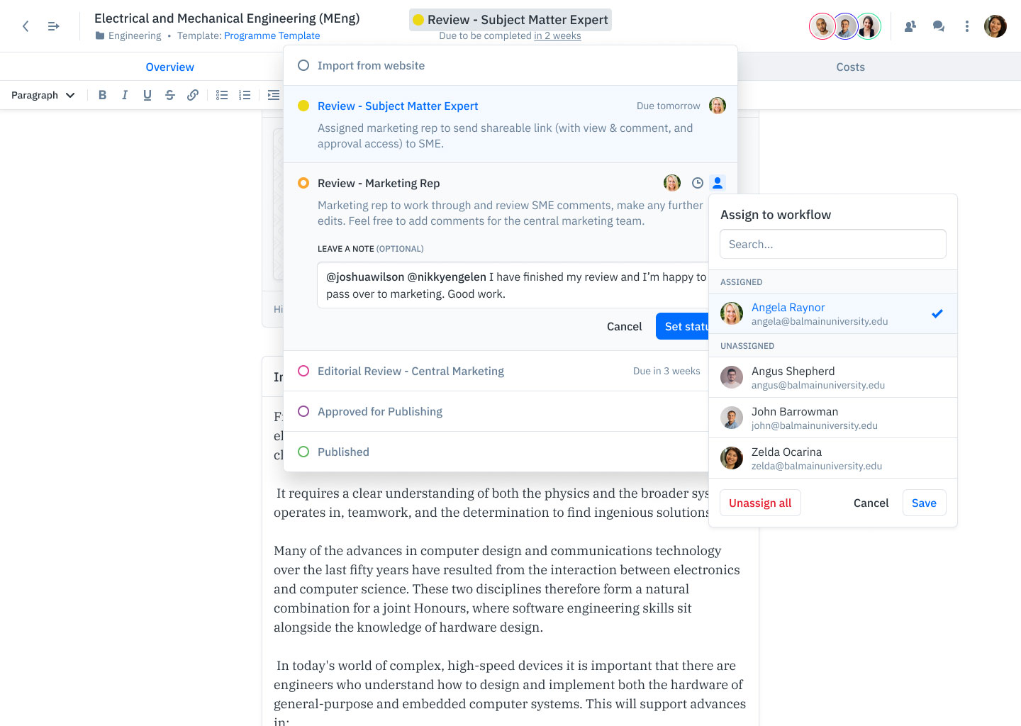 GatherContent Workflows