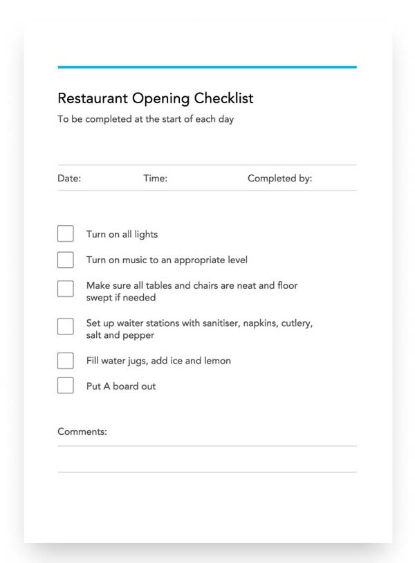 How to create a restaurant checklist in 8 easy steps Trail