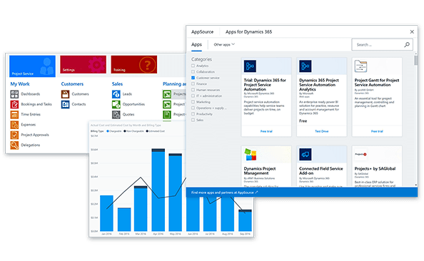 opcje aplikacji Dynamics 365 for Project Service Automation