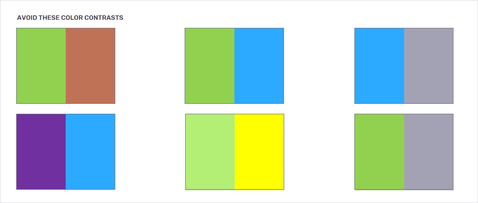 presentation for visually impaired Color contrasts to avoid