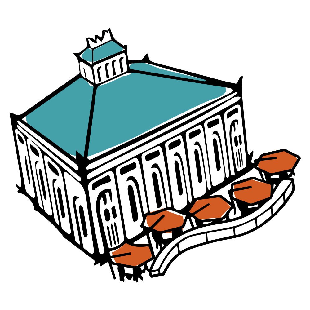 Lakefront cafe illustration