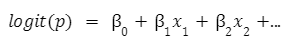 Formula for log of odds, logit, probability of an event occurring