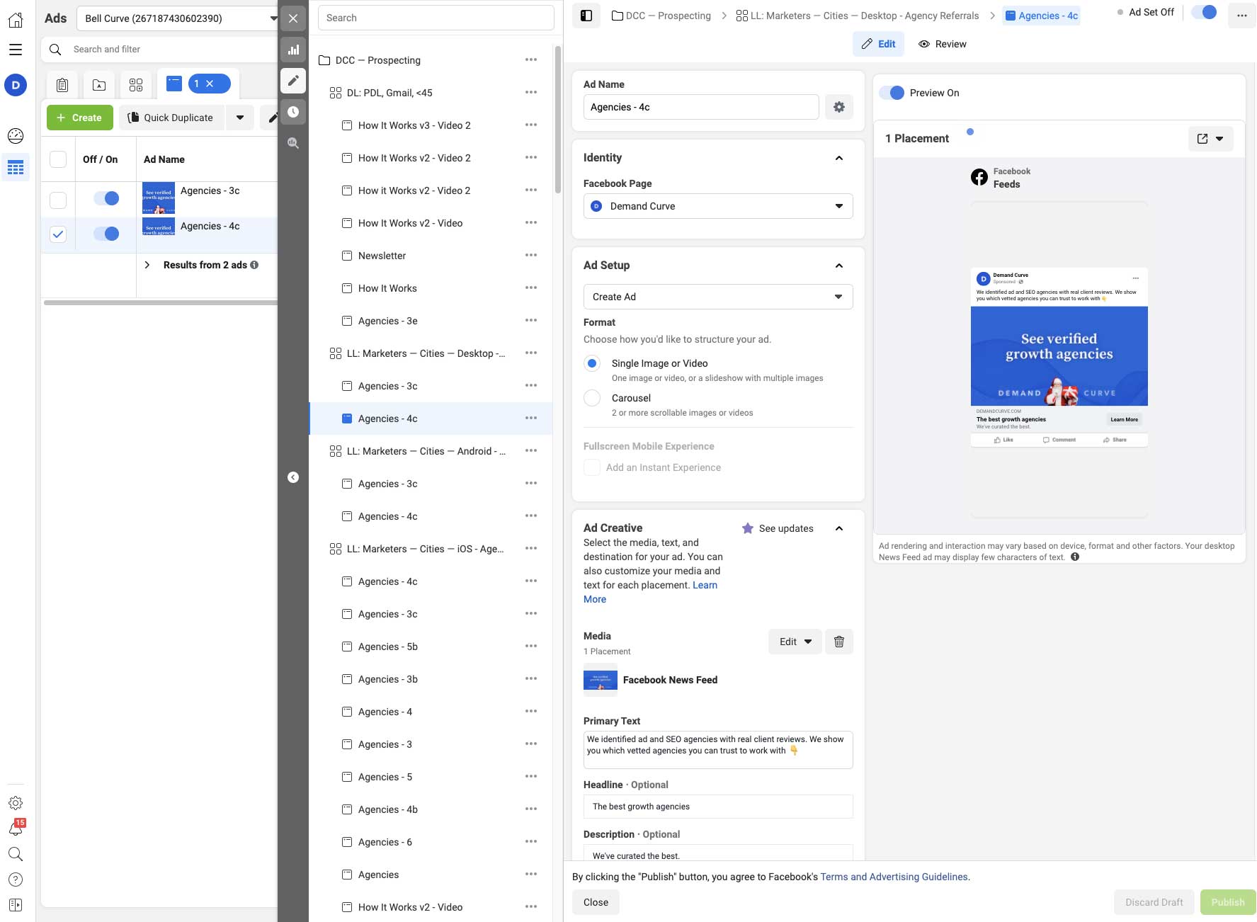 Example image of the Facebook Ads Manager.