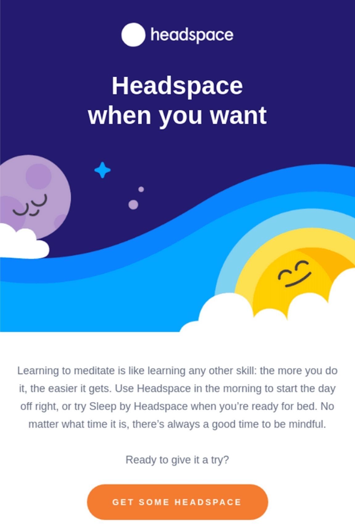 example of good email design - Headspace