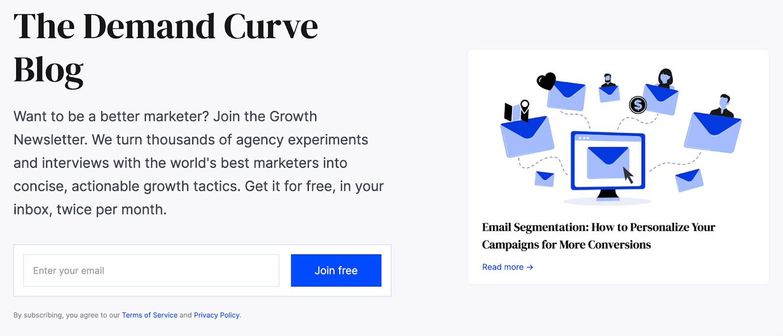 Demand Cruve newsletter signup form