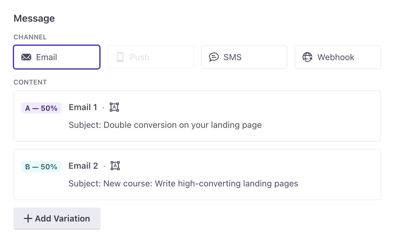 Subject line A/B test