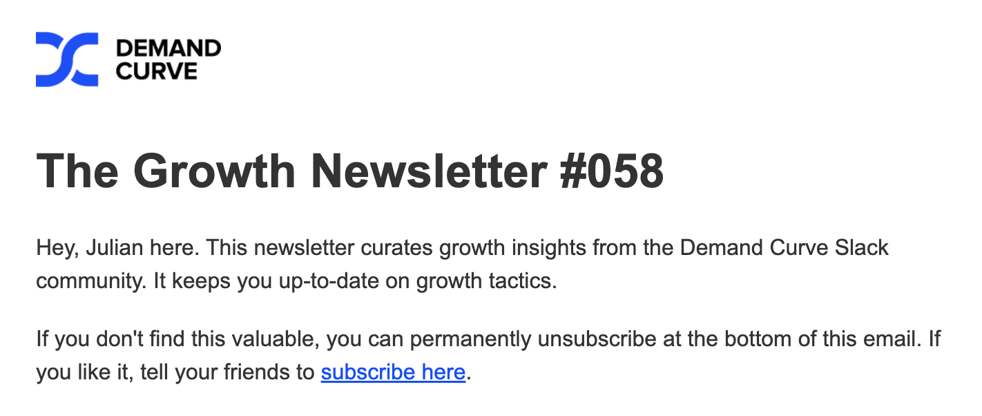Growth Newsletter unsubcribe link
