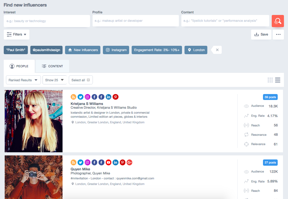 Recommended Influencers By Content & Audience Attributes on Traackr