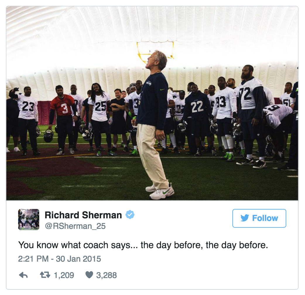 Tweet by Richard Sherman on personal experiences
