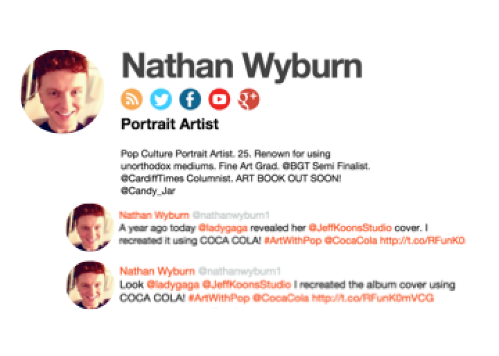 Influencer discovery for Coca-Cola: Nathan Wyburn's social presence