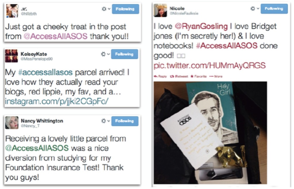 Tweets around #AccessAllASOS brand advocacy program