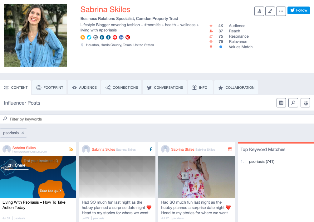 Influencer Profile and information on Traackr