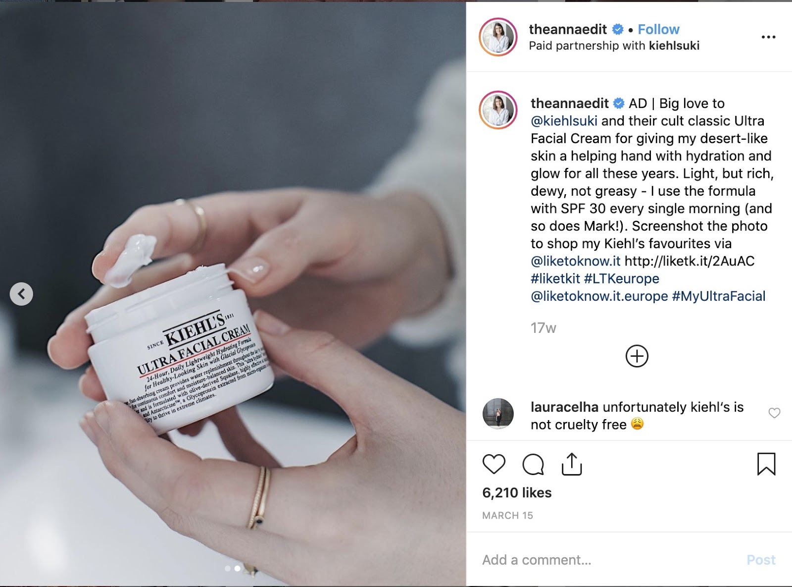 Traackr provides information on influencer's post and audience