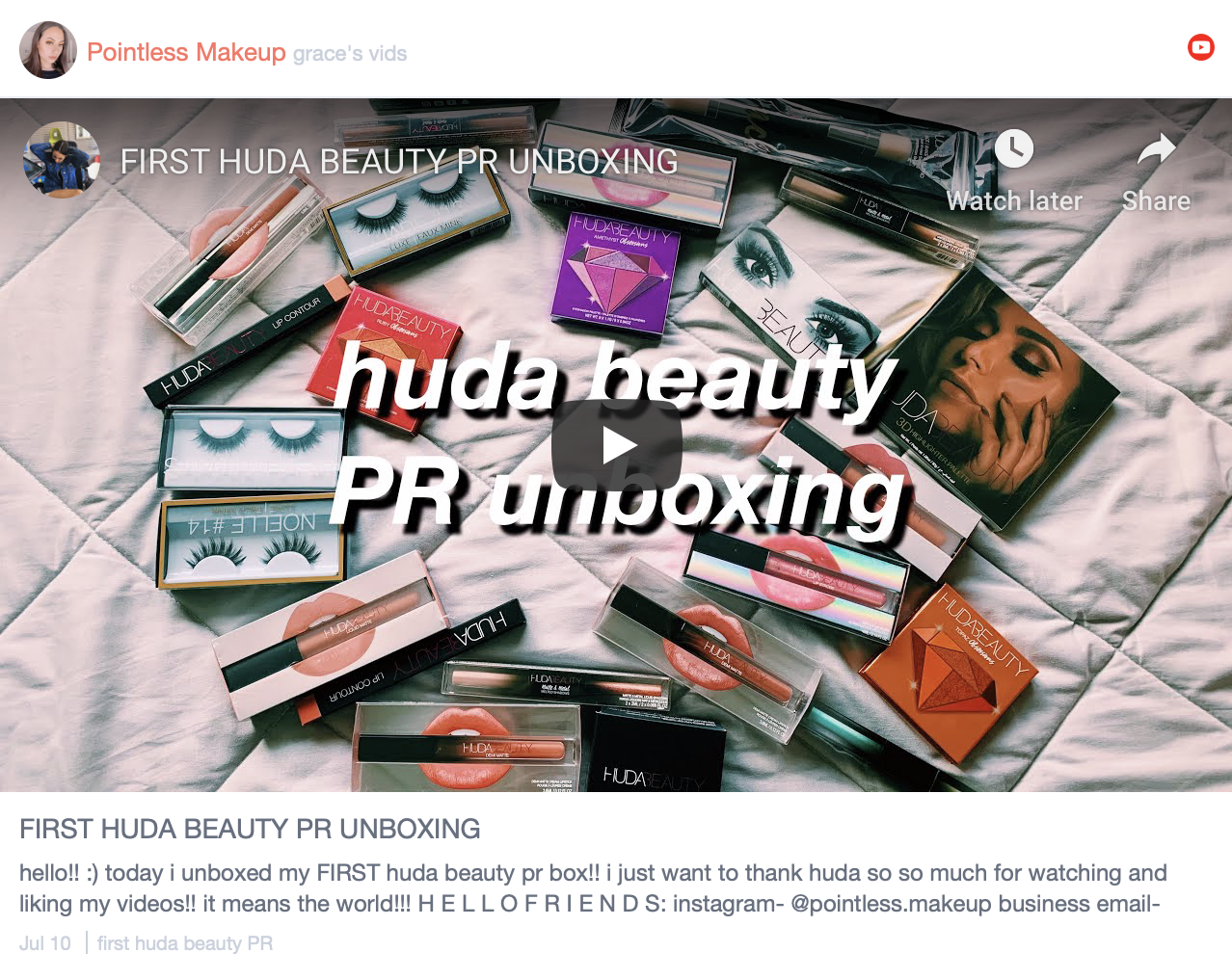 La marque Huda Beauty est une des marques qui recontre beaucoup de popularité et succès en ligne grâce à ses collaborations avec les infuenceurs de taille intermediare d'après l'étude Sate of Influence Beauté de Traackr
