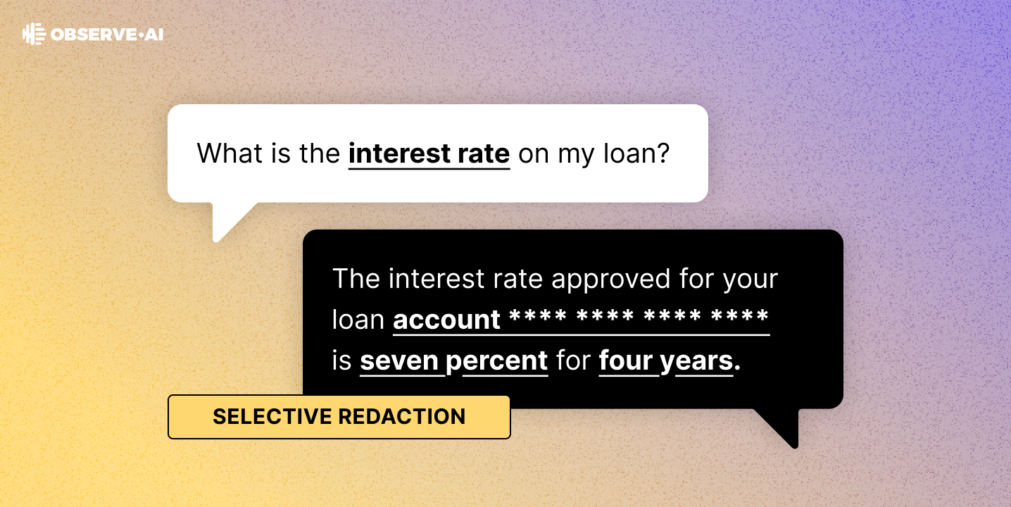 Selective Redaction from Observe.AI: Reduce compliance risk without losing the context of your customer interactions 