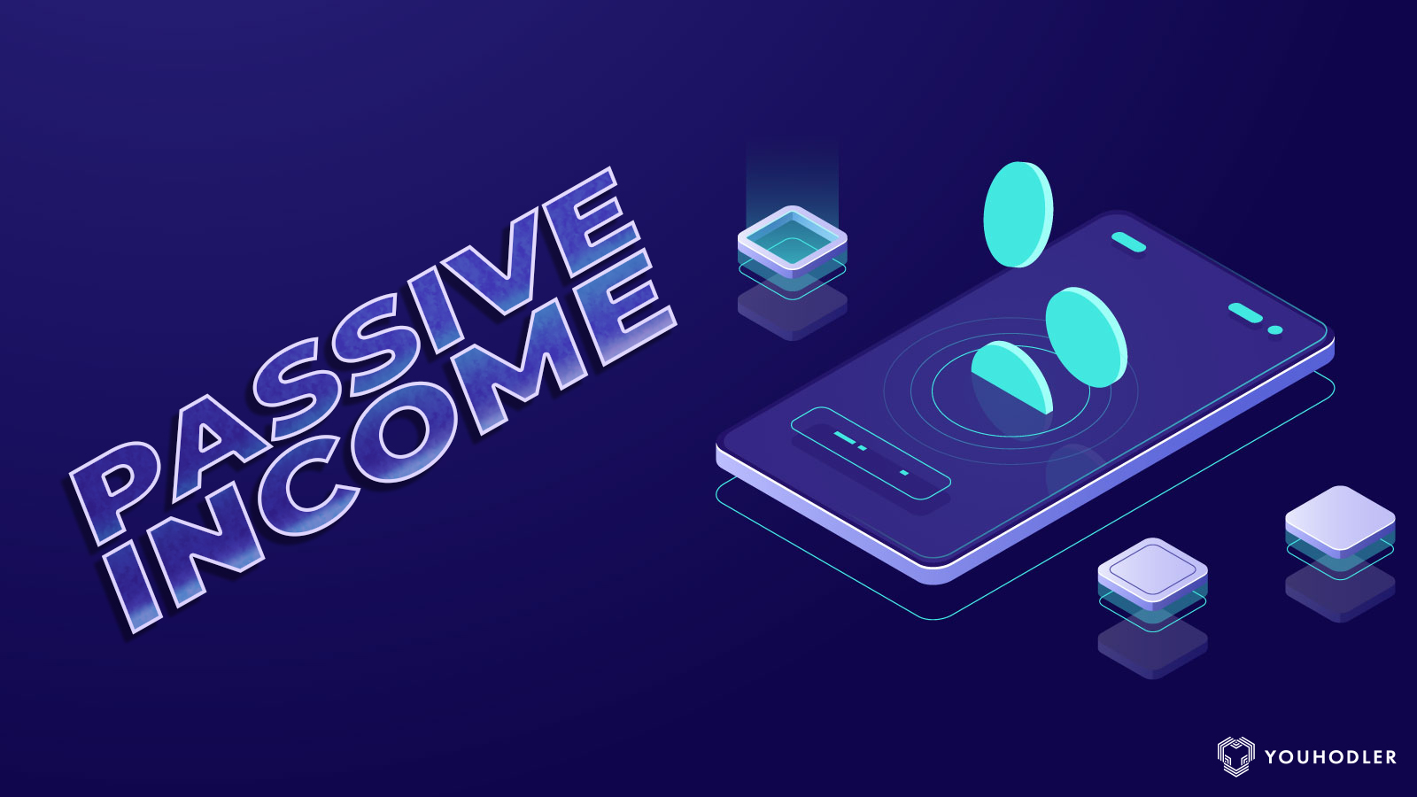 a smart phone with graphic text saying passive income