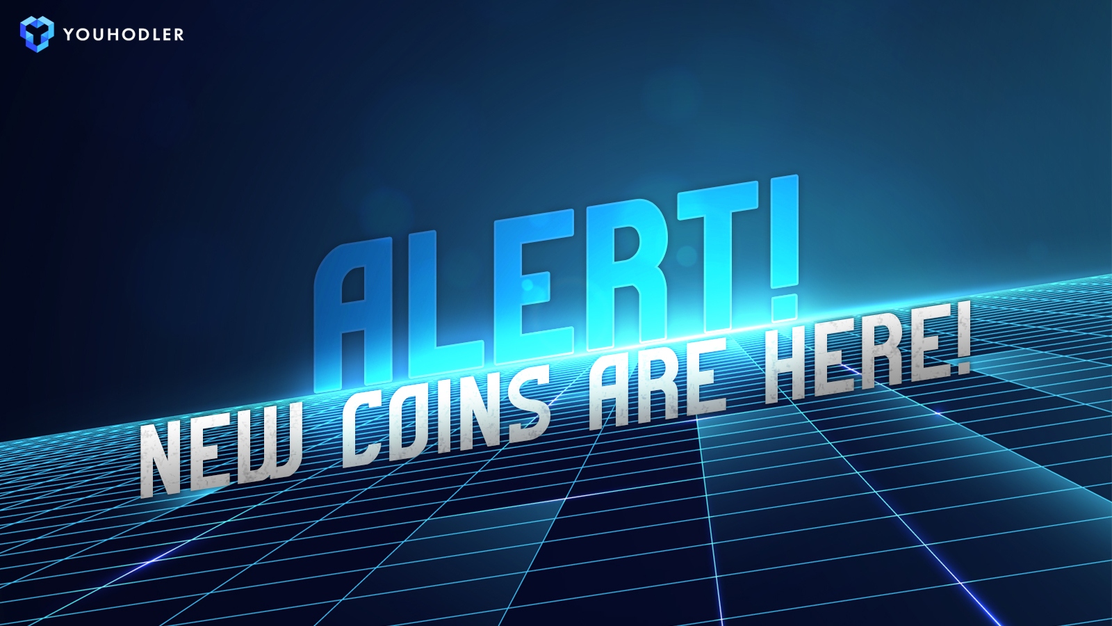 Text saying "new coin alert" with a blue background