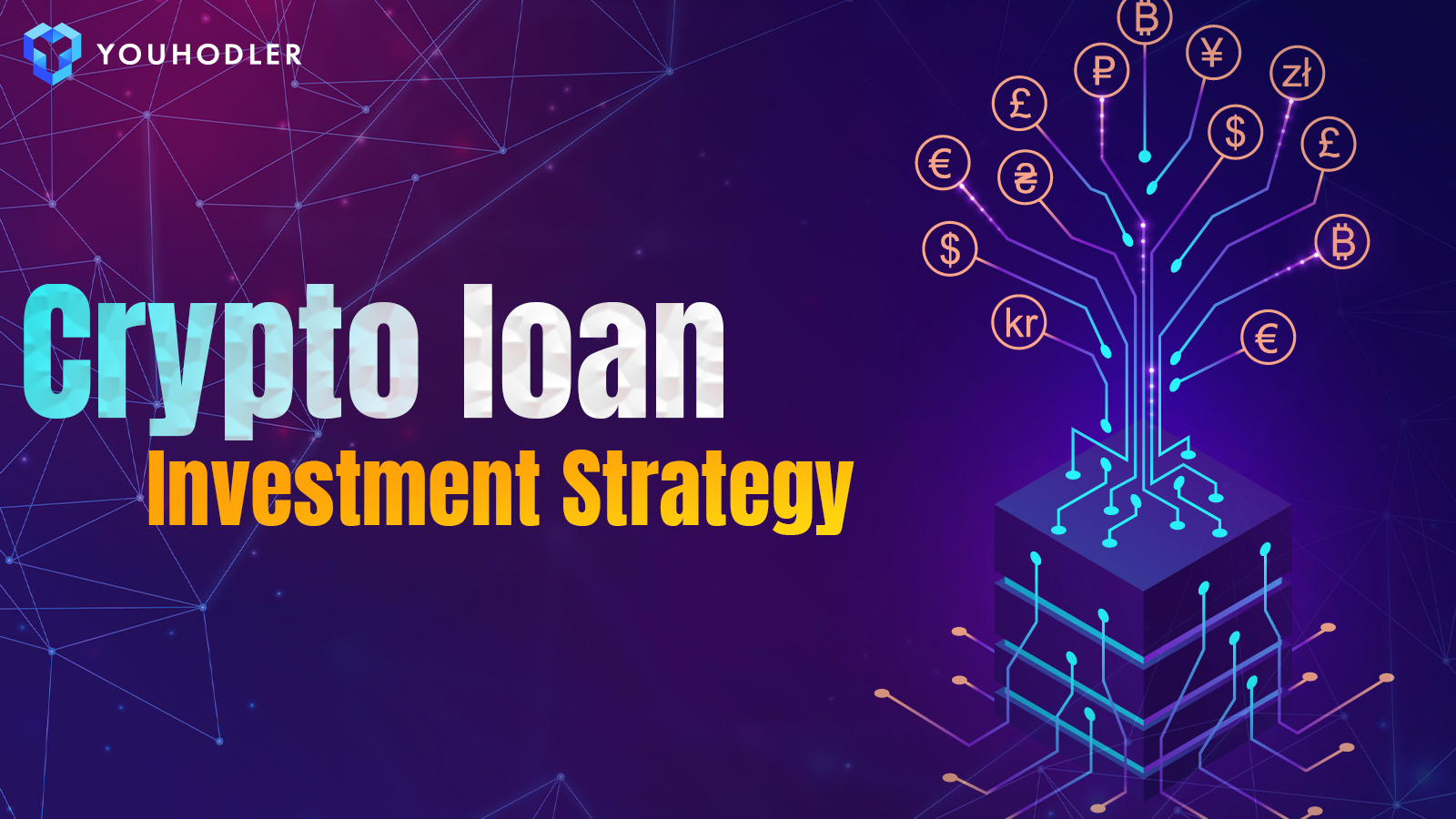 A digital image with text reading "crypto loans as an investment strategy?"