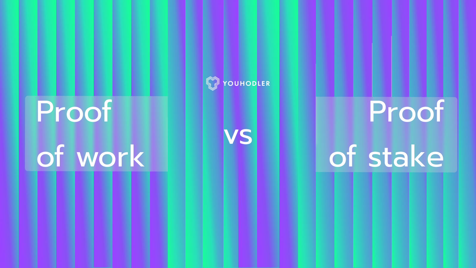Psychedelic 80s background with the words "proof-of-stake vs. proof-of-work"