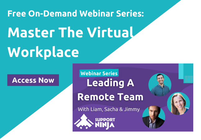 Promotion of SupportNinja's free on-demand webinar series about mastering the virtual workplace.