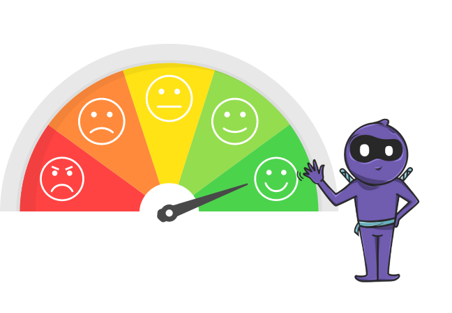 Measuring customer satisfaction via a mood meter.