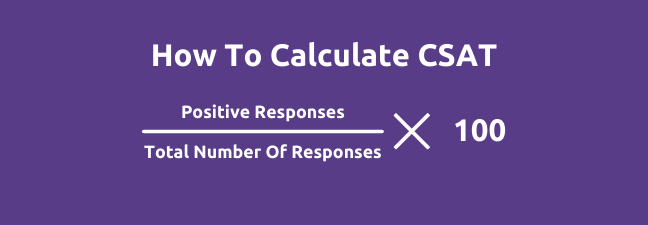 How to calculate CSAT: positive responses over total number of responses multiplied by 100.