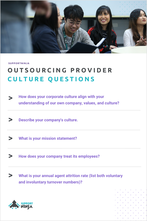Outsourcing provider culture questions