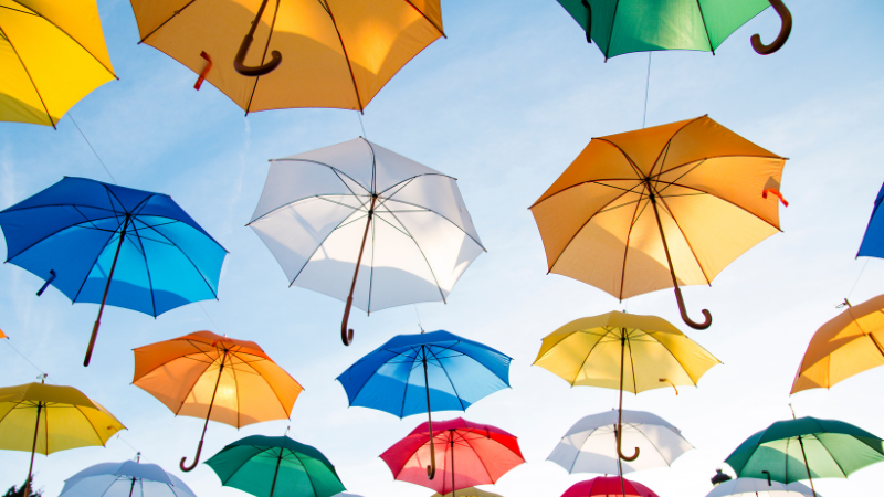 Umbrellas in the sky