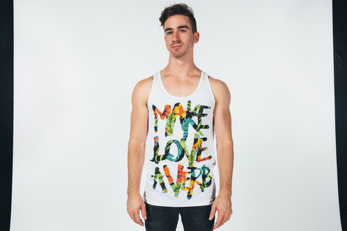 make love a verb printed with simulated process printing