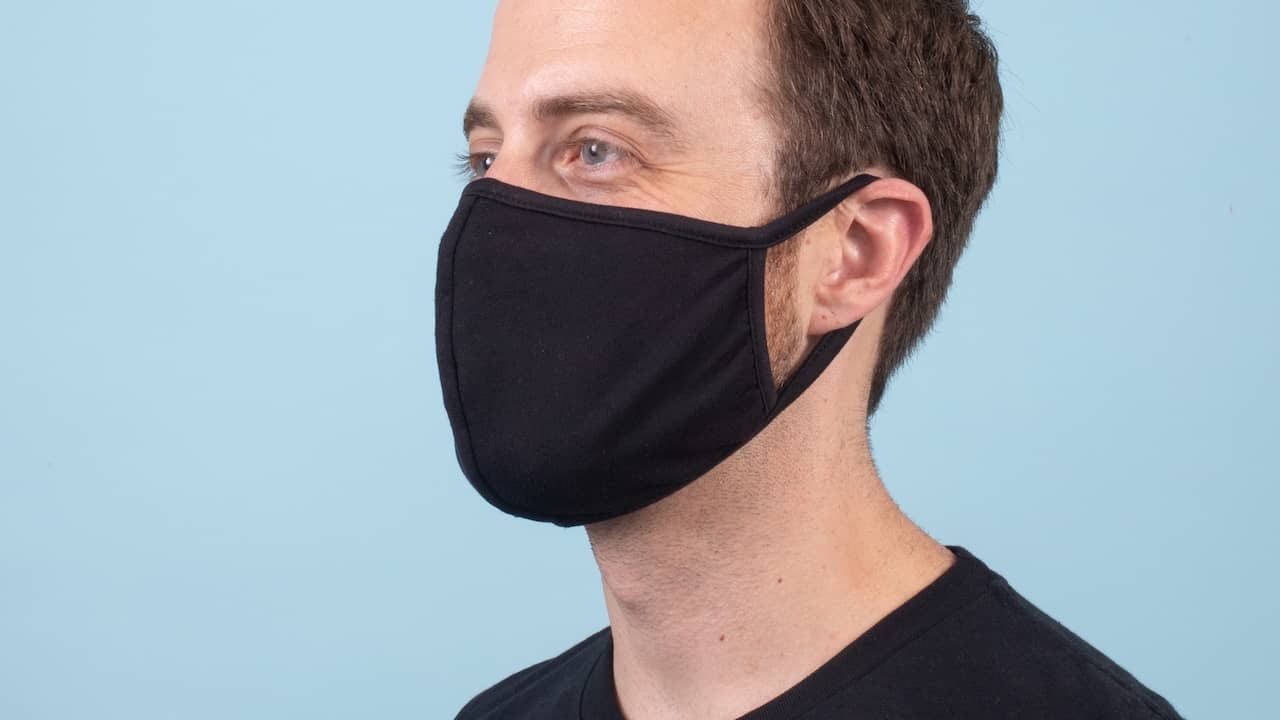 man wearing black face mask