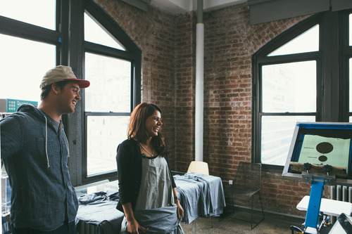 man and woman standing together