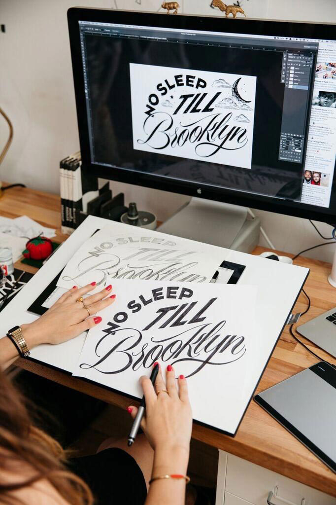 girl designing type