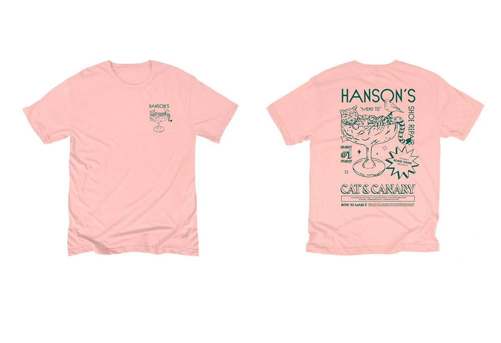 front and back of pink shirt