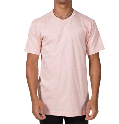 man wearing light pink t-shirt