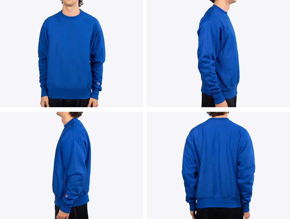 man wearing royal blue sweatshirt
