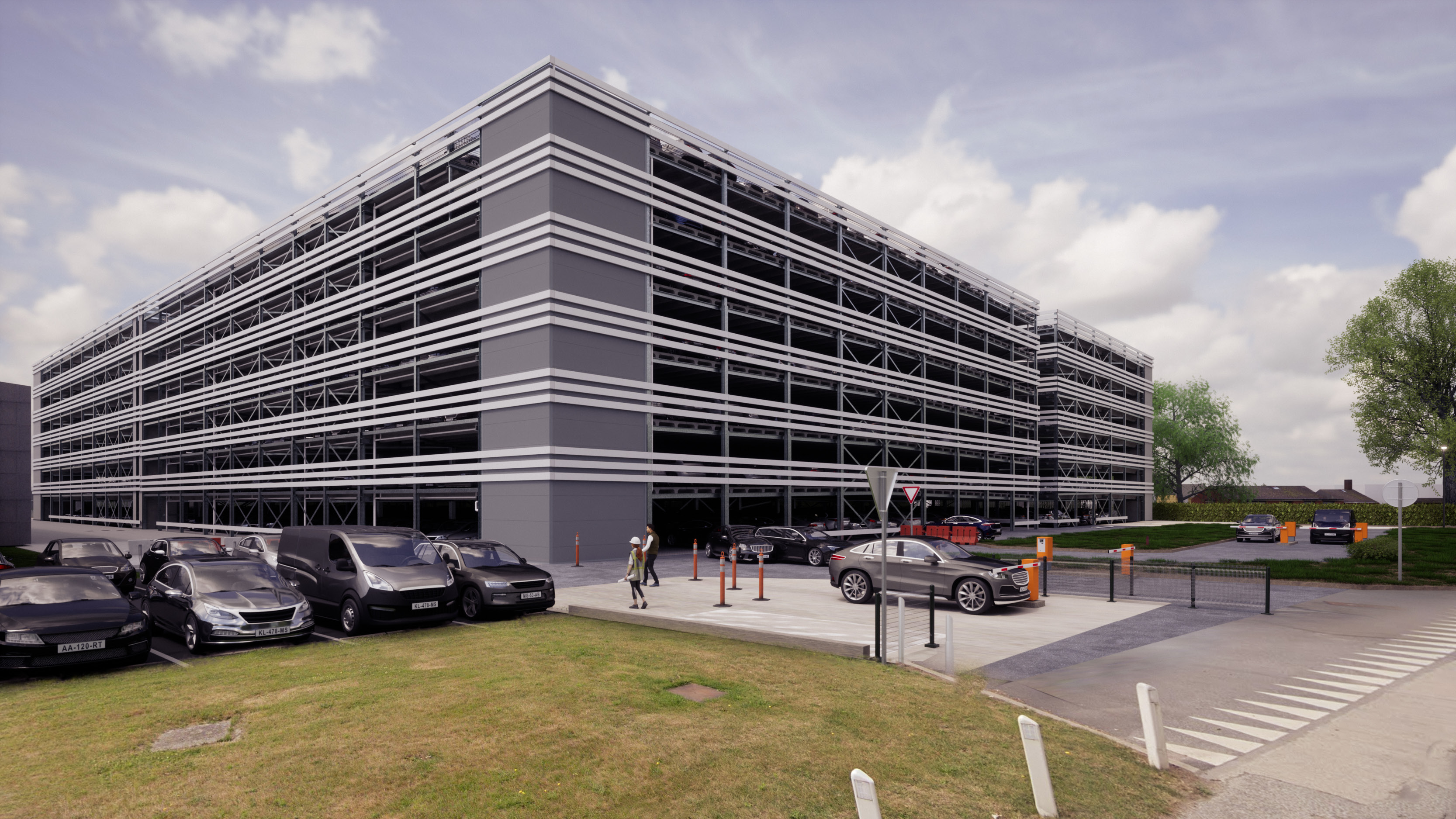 Parkeergarage KP2819 – Met 2 Auto's En Helikopter, Stabiel, Kleurrijk, 64x28x24 Cm, Voor Binnen En Buiten