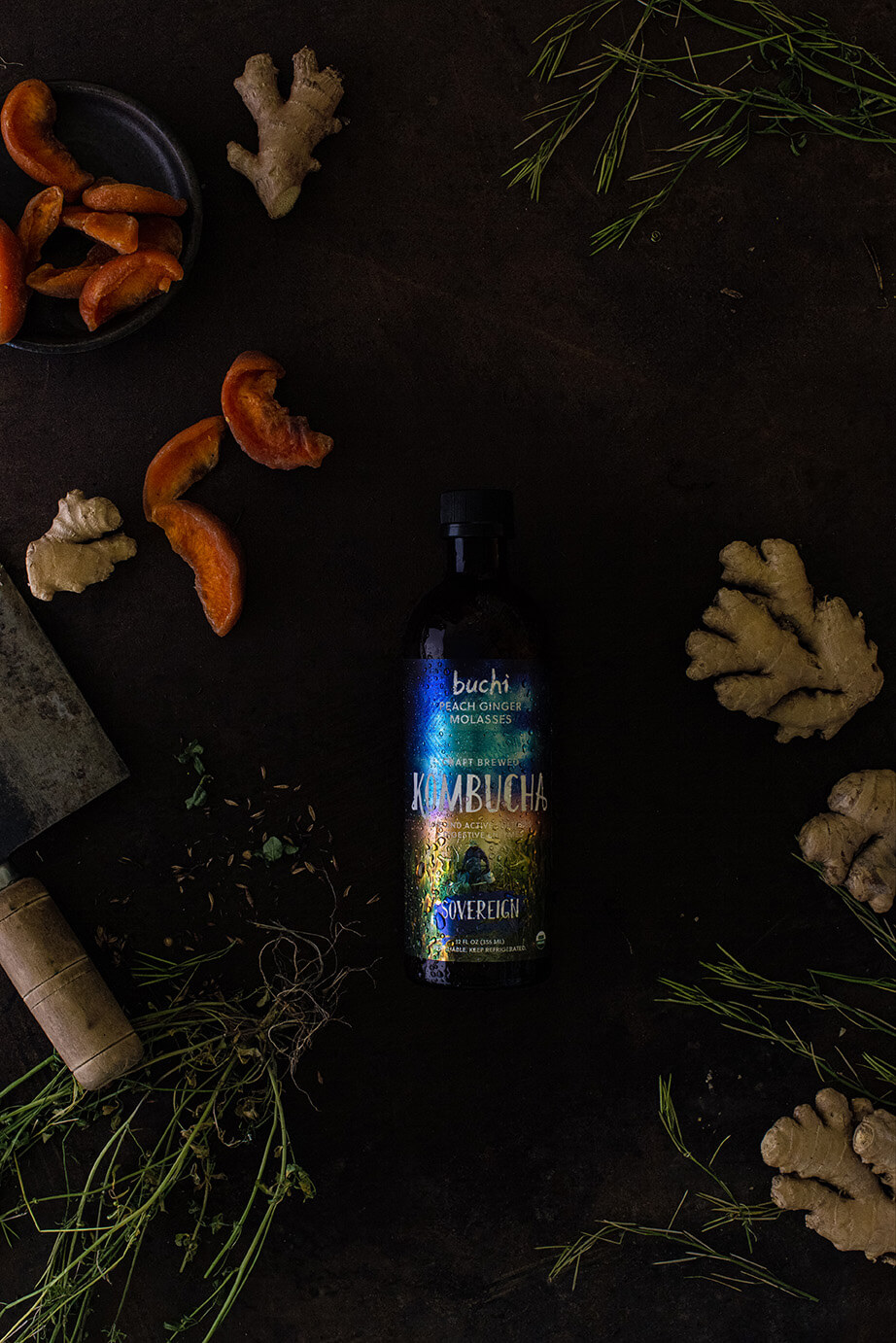 Peach Ginger Molasses Buchi Kombucha