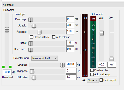 REAPER’s stock compressor, ReaComp