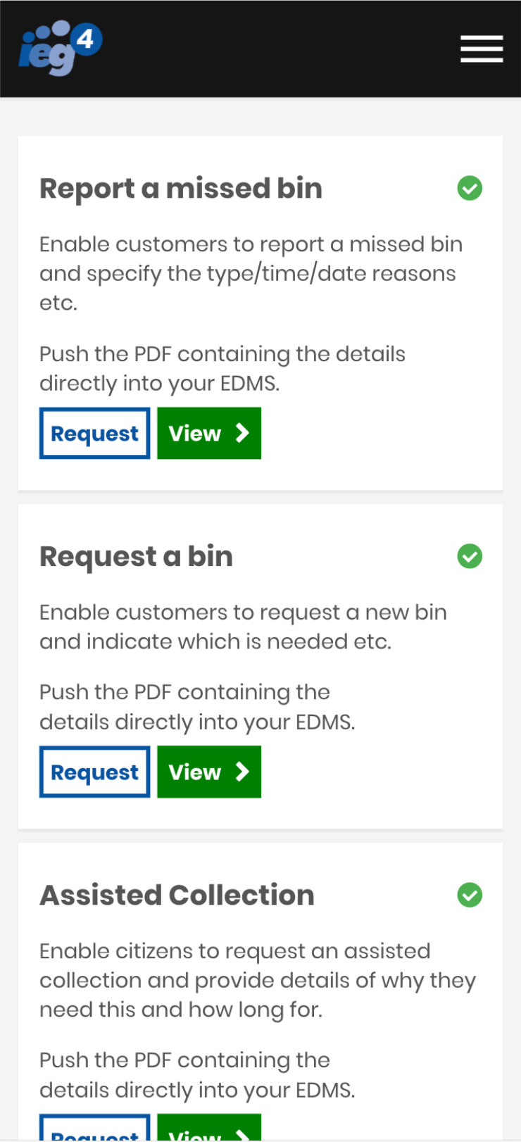 Mobile device showing screen shot of IEG4 eDesigner no code eforms