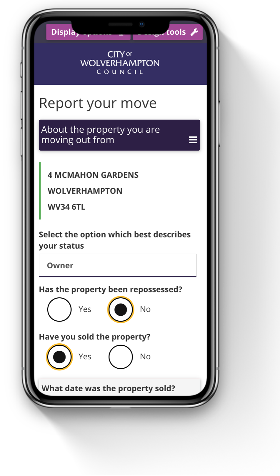 Report a move form