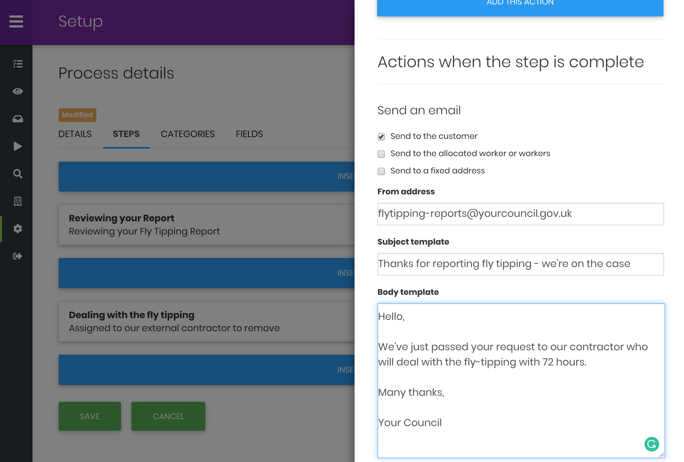 IEG4 Open process, adding a step to a process