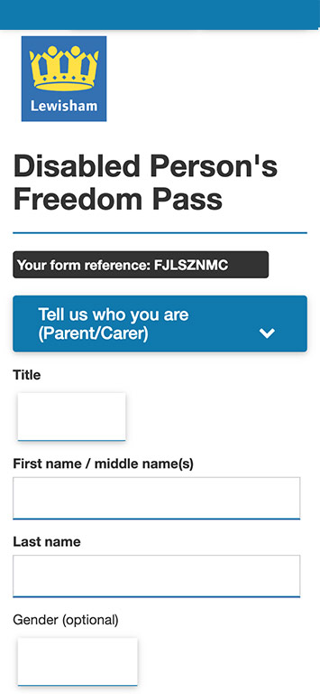 Lewishams Freedom pass form