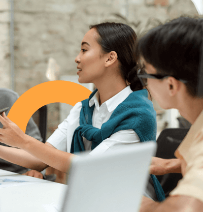 A female employee participating in a group discussion