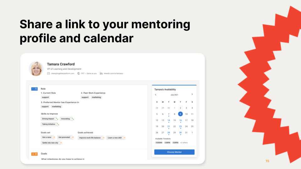 Share a link to you mentoring profile and calendar.