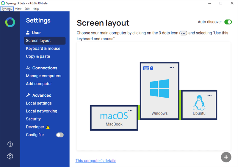 Synergy - Share one mouse & keyboard across computers