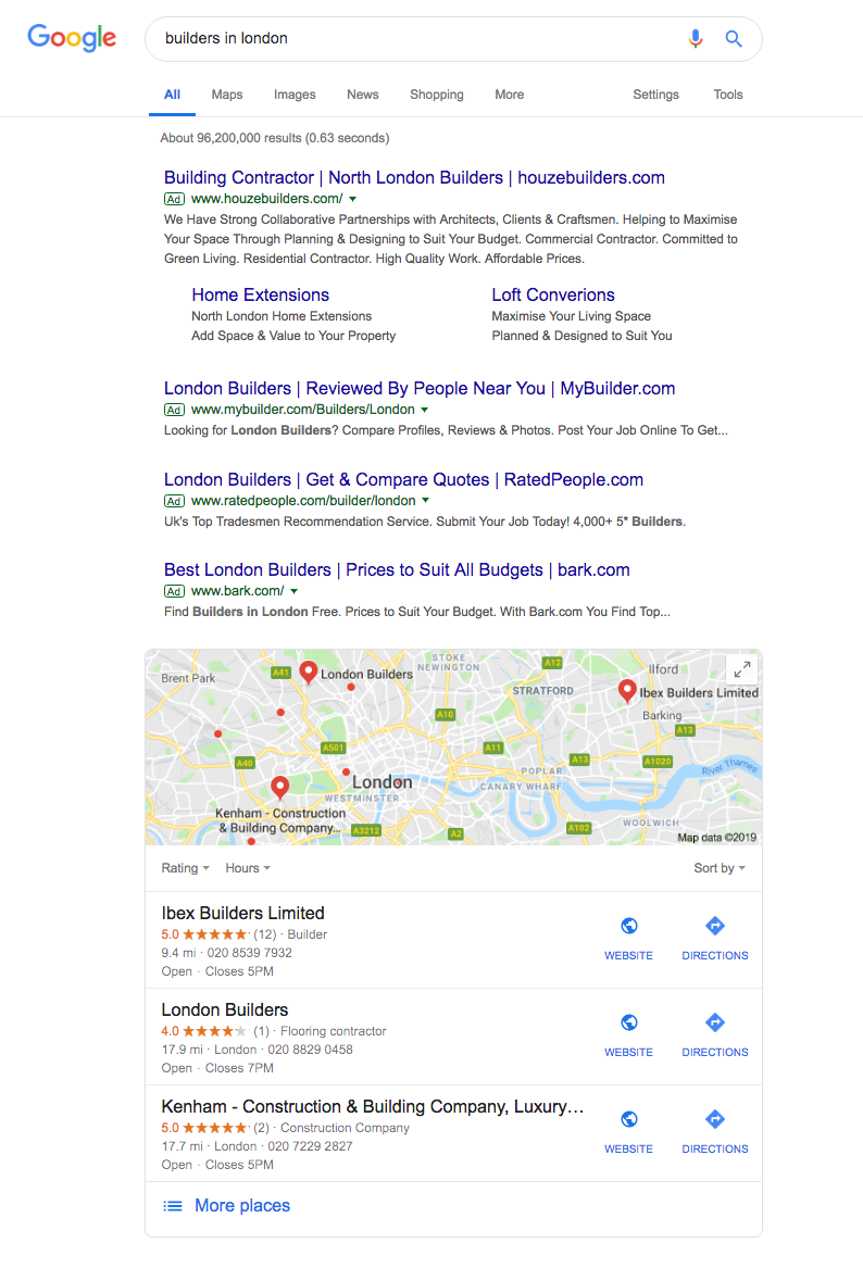 Google my business search